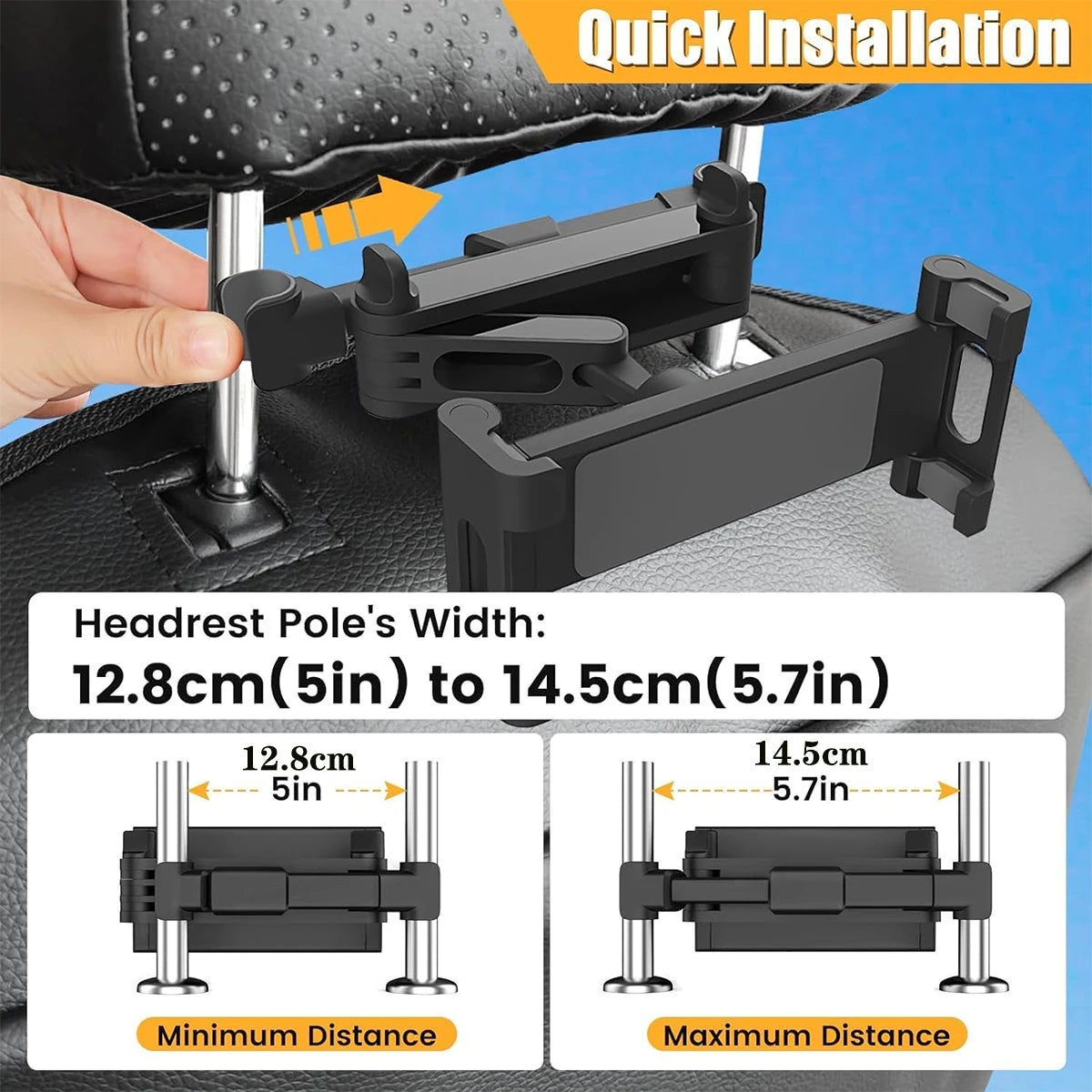 Ultimate Car Tablet Holder: Headrest Mount for iPad Air, Mini & All 4.7-12.9" Devices - Perfect for Backseat Entertainment!